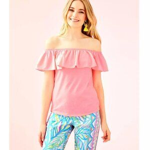 NWT Pink Lilly Pulitzer La Fortuna Off-The-Shoulder Top